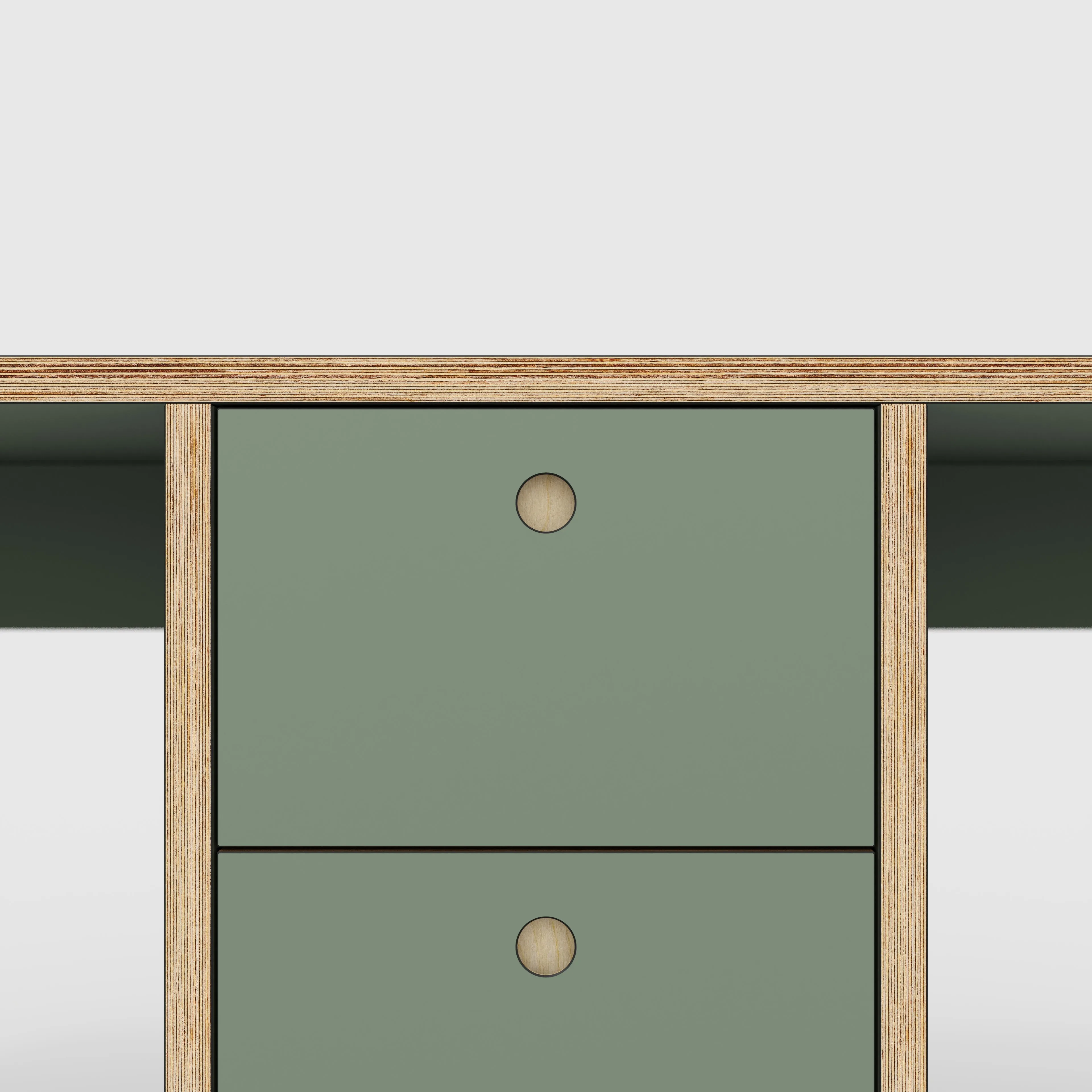Plywood Desk with Storage Type 3 - Drawers - Formica Green Slate - 2000(w) x 800(d) x 750(h)