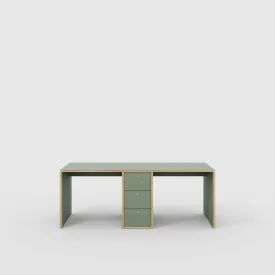Plywood Desk with Storage Type 3 - Drawers - Formica Green Slate - 2000(w) x 800(d) x 750(h)