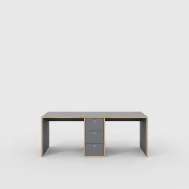 Plywood Desk with Storage Type 3 - Drawers - Formica Tornado Grey - 2000(w) x 800(d) x 750(h)