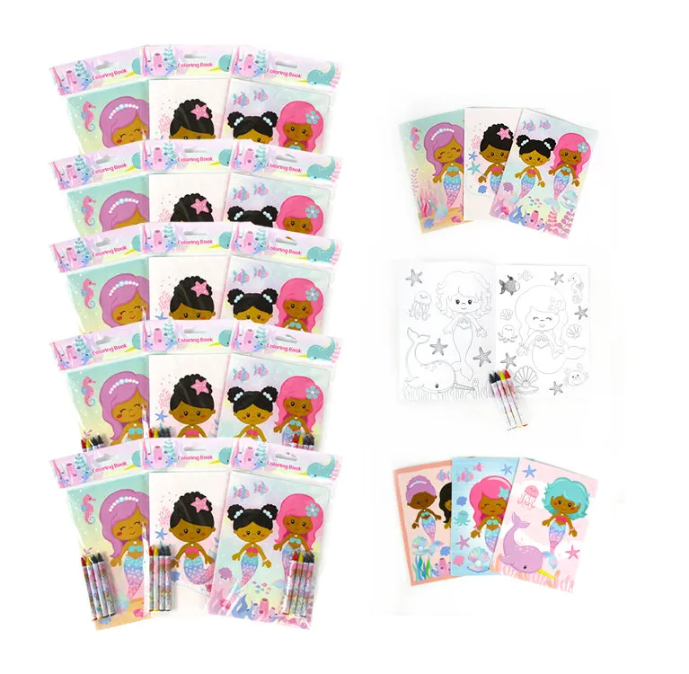 Rainbow Mermaid Party Favor Bundle for 12 Kids