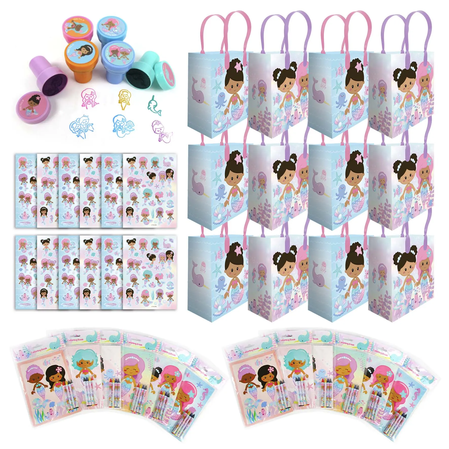 Rainbow Mermaid Party Favor Bundle for 12 Kids