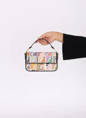 Rare Fendi Canvas Embroidered Doodle Mini Baguette