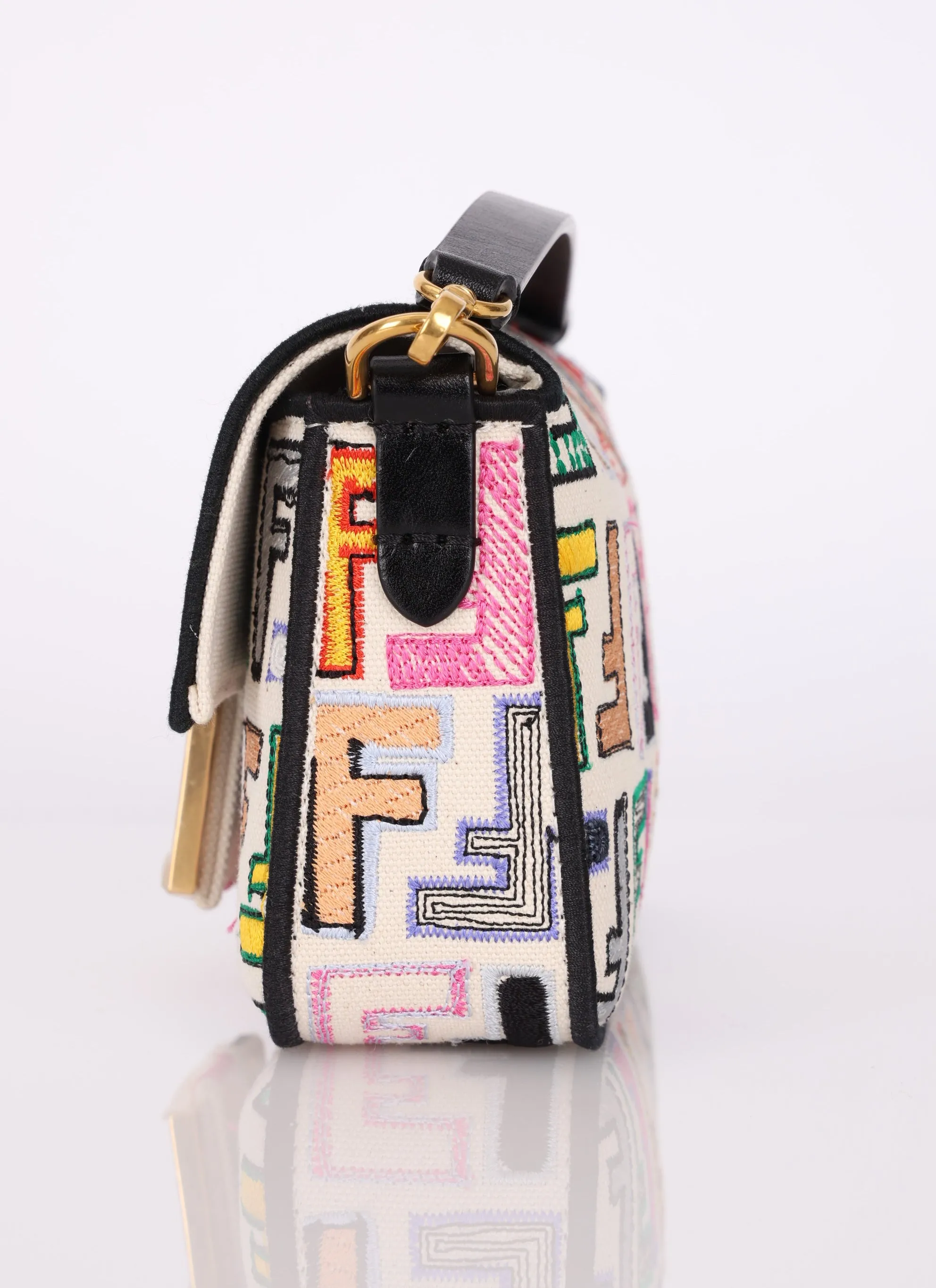 Rare Fendi Canvas Embroidered Doodle Mini Baguette