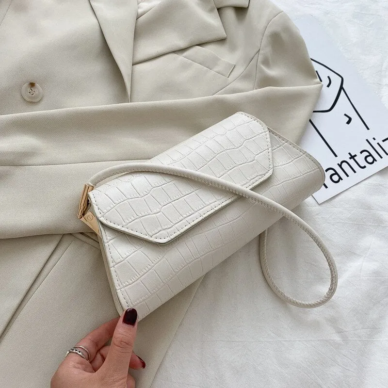 Retro Alligator Pattern Women Baguette Handbag PU Leather Shoulder Totes Bag Female Portable Classic Clutch Underarm Purse Bag