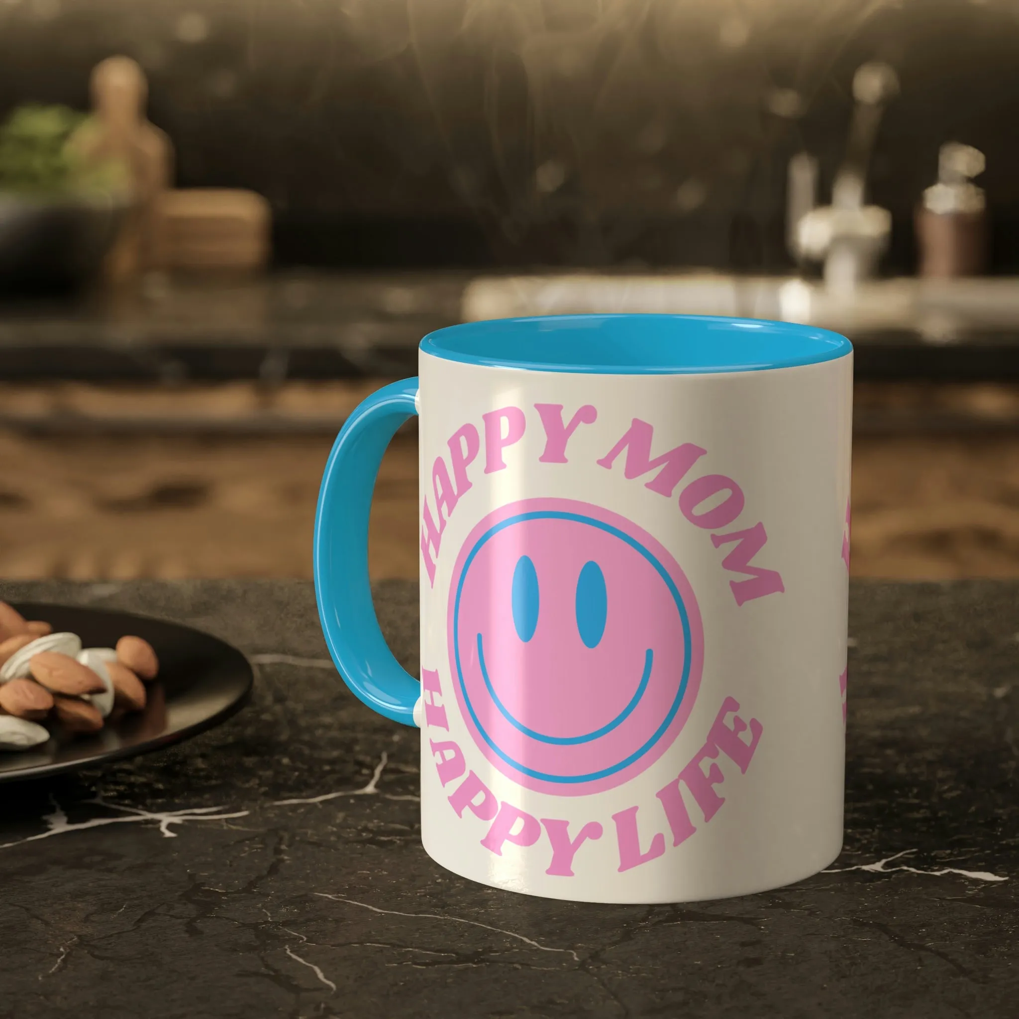 Retro Smile Happy Mom, Happy Life Aesthetic Mug, Mother's Day Mug, Mothers Day Gift, Smile Face Mug, Trendy Coffee Mug, Tumblr Mug, Mom Gift
