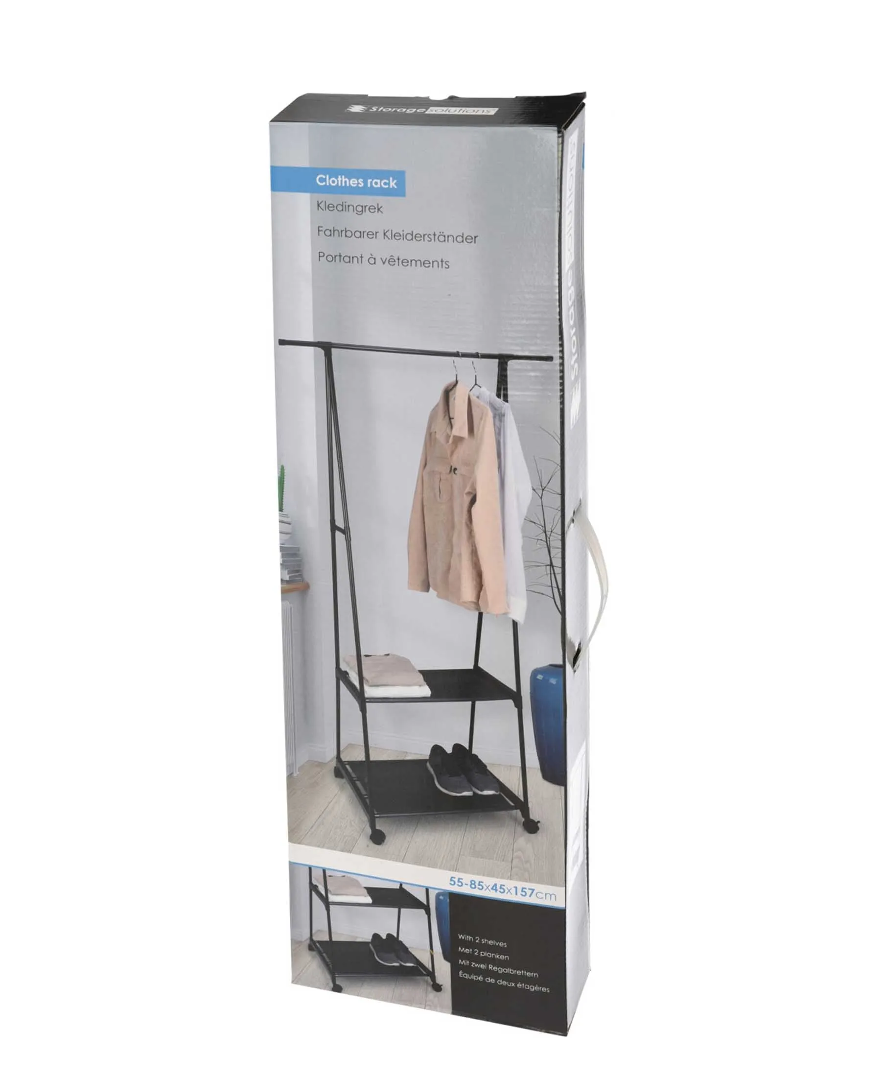 Storage Solutions Clothing Rack With 2 Layers - Black