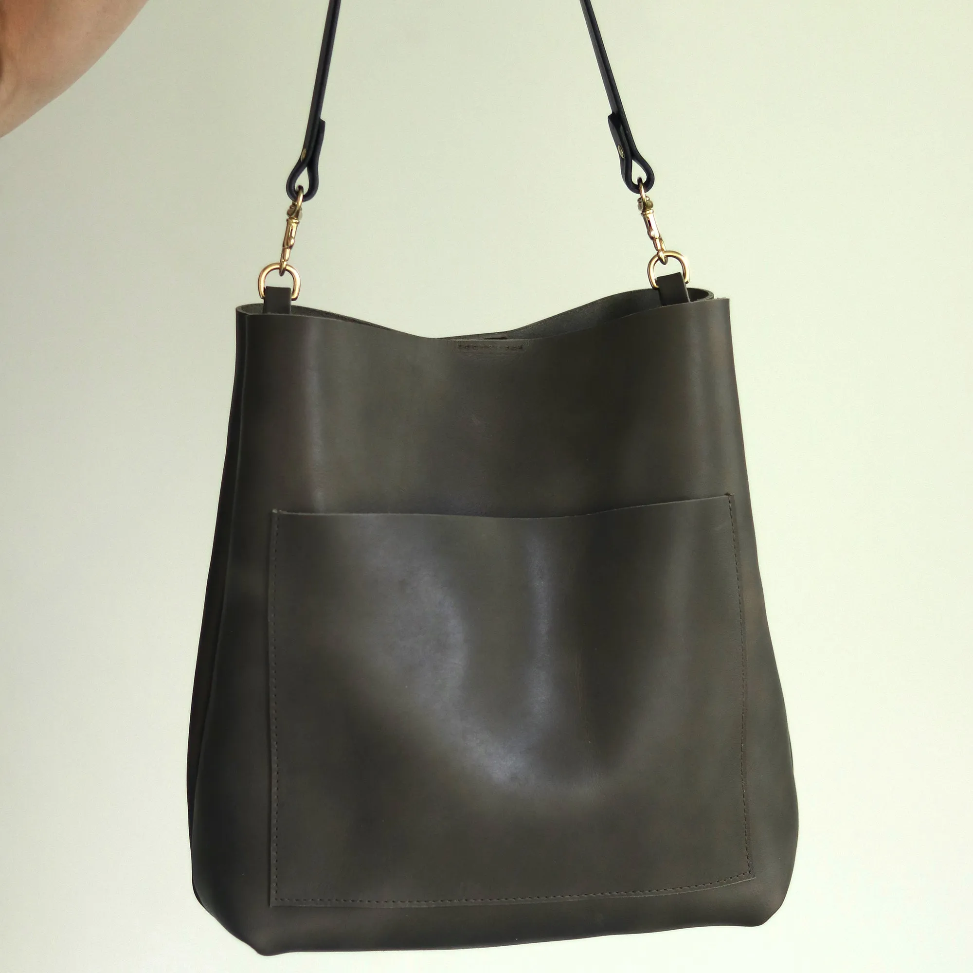 Summer Seconds Sale - Leather Day Bag - Charcoal Gray No.1