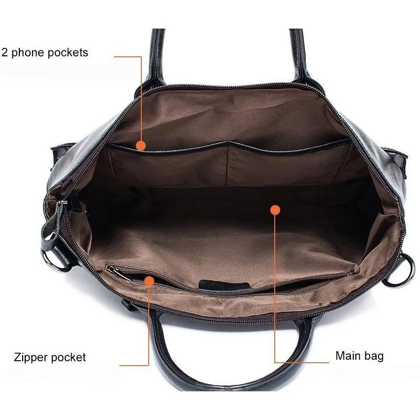 Supple and Elegant Tote Genuine Leather Business Shoulder Bag for Men