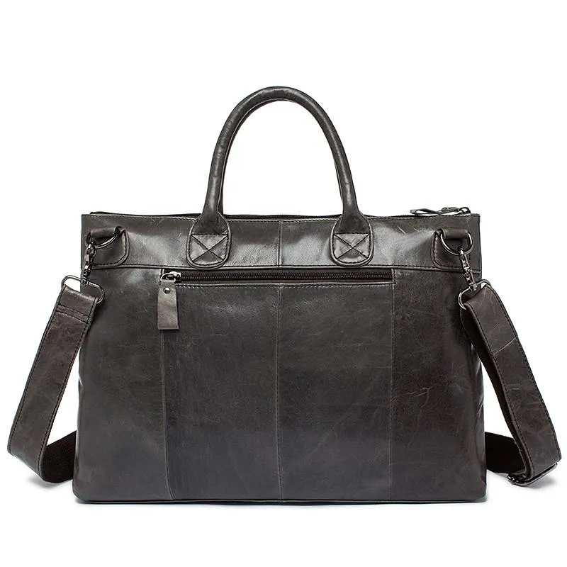 Supple and Elegant Tote Genuine Leather Business Shoulder Bag for Men