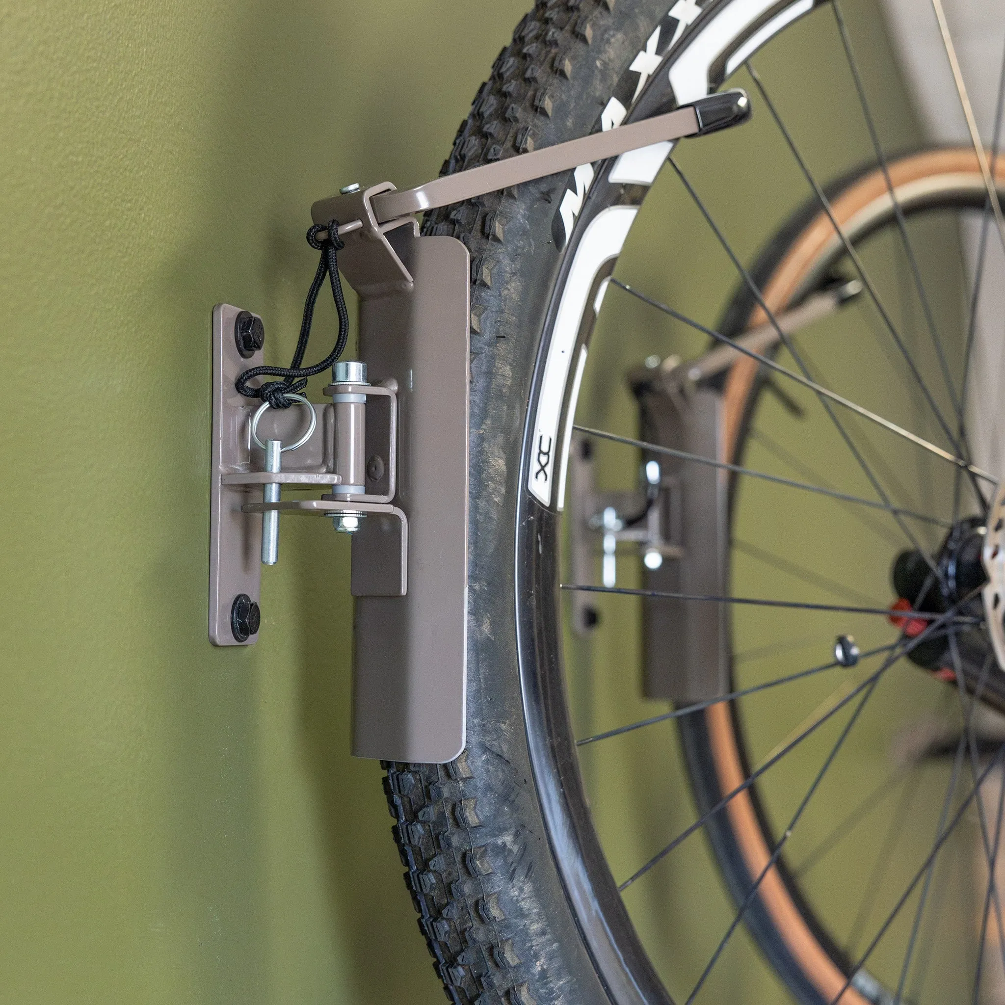 Swivel Mount Bike Storage Rack | 2 Bike Garage Wall Hooks | Mud