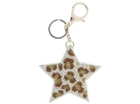 Tan & Gold Leopard Star Keychain