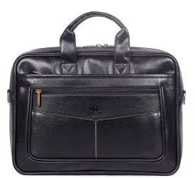 THE CLOWNFISH Faux Leather Expandable 15.6 inch Laptop Messenger Bag Laptop Briefcase (Dark Brown)