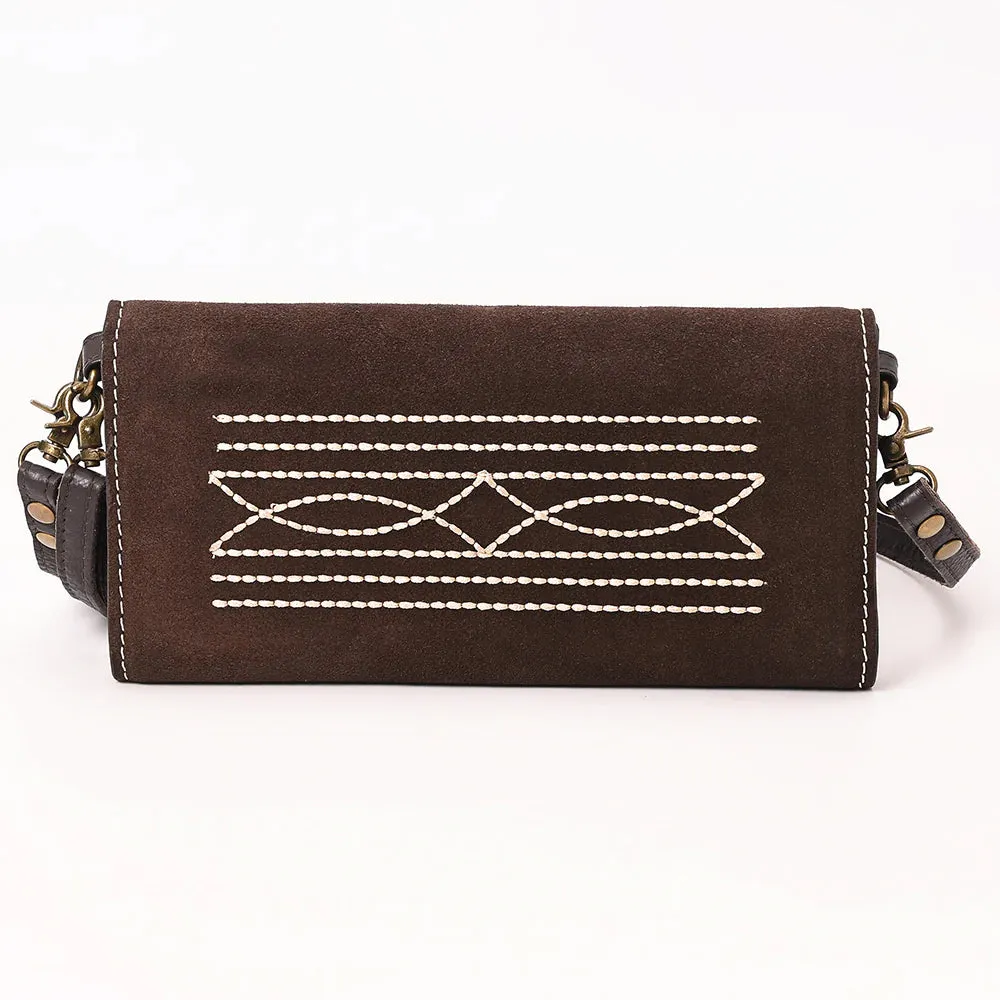 The Mae Suede Boot Stitch Crossbody Wallet