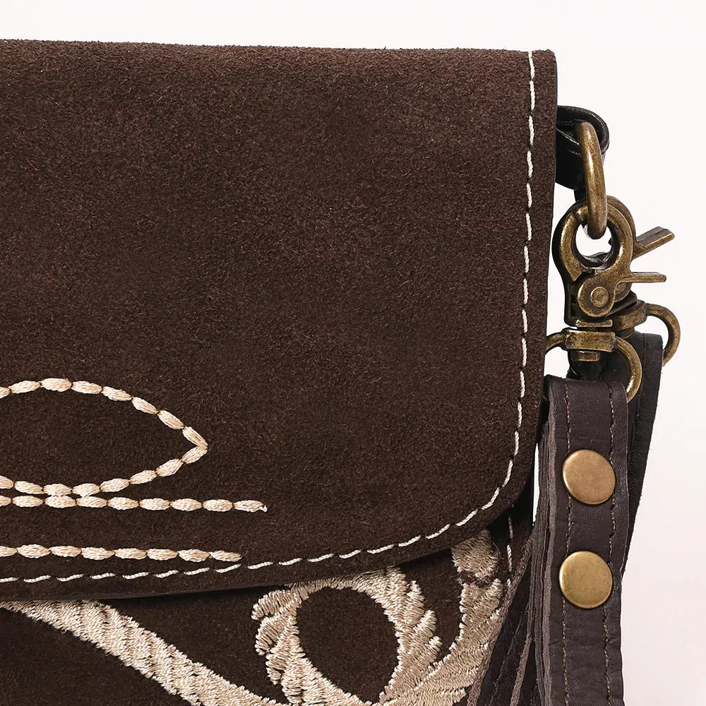 The Mae Suede Boot Stitch Crossbody Wallet