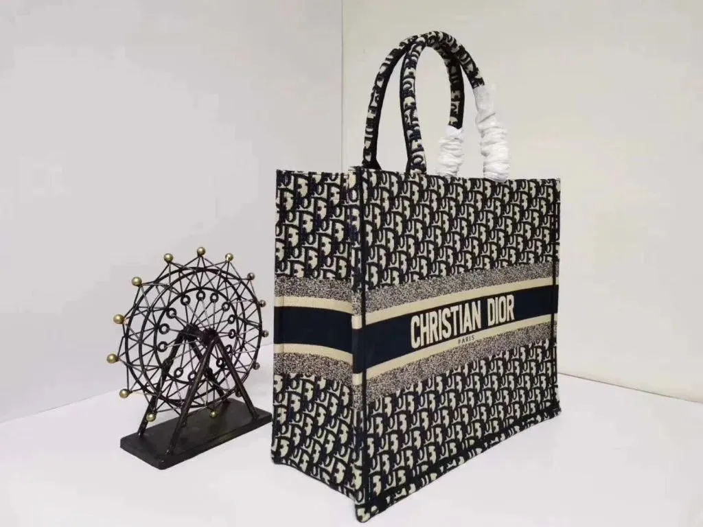 Trendy Inspired Dior Women Book Tote With Oblique Embroidery