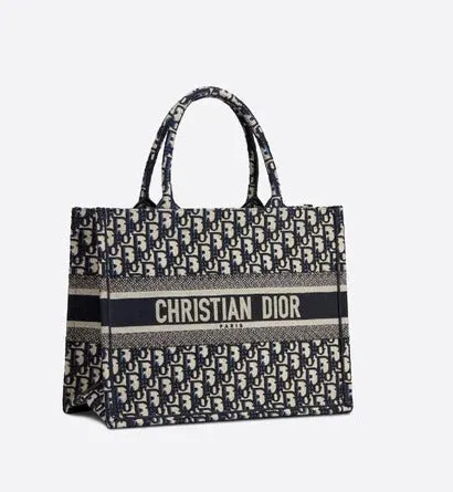 Trendy Inspired Dior Women Book Tote With Oblique Embroidery