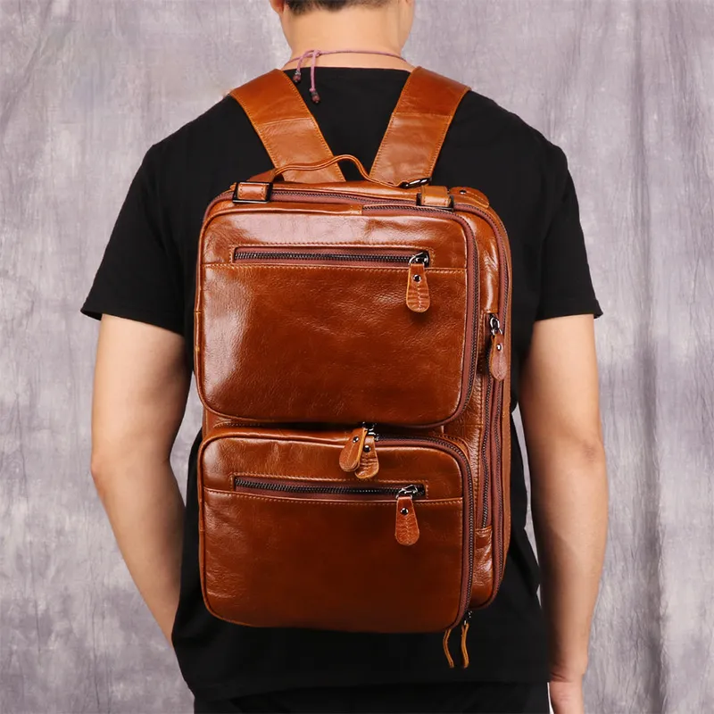 Vintage Men Multi Functional Backpack Business Briefcase