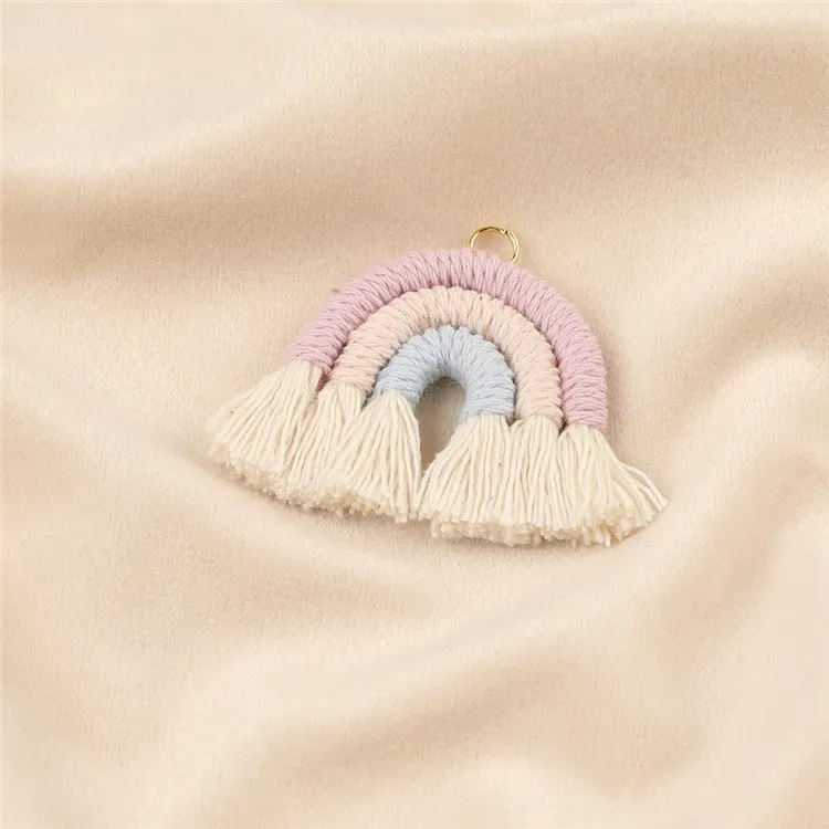 Wholesale Cotton Handwoven Tassel Rainbow Keychain Accessories