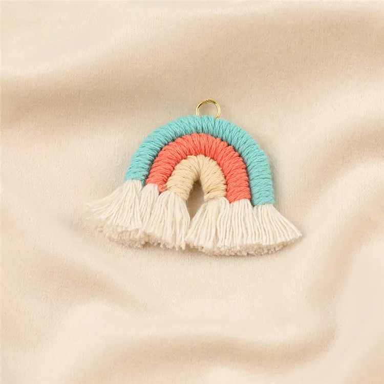 Wholesale Cotton Handwoven Tassel Rainbow Keychain Accessories