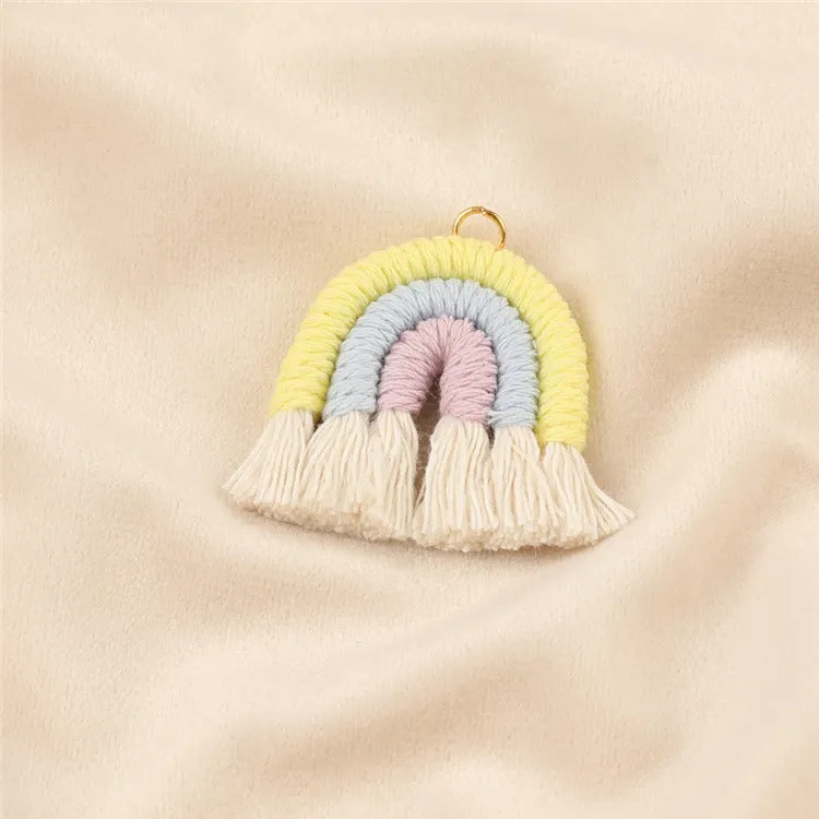 Wholesale Cotton Handwoven Tassel Rainbow Keychain Accessories