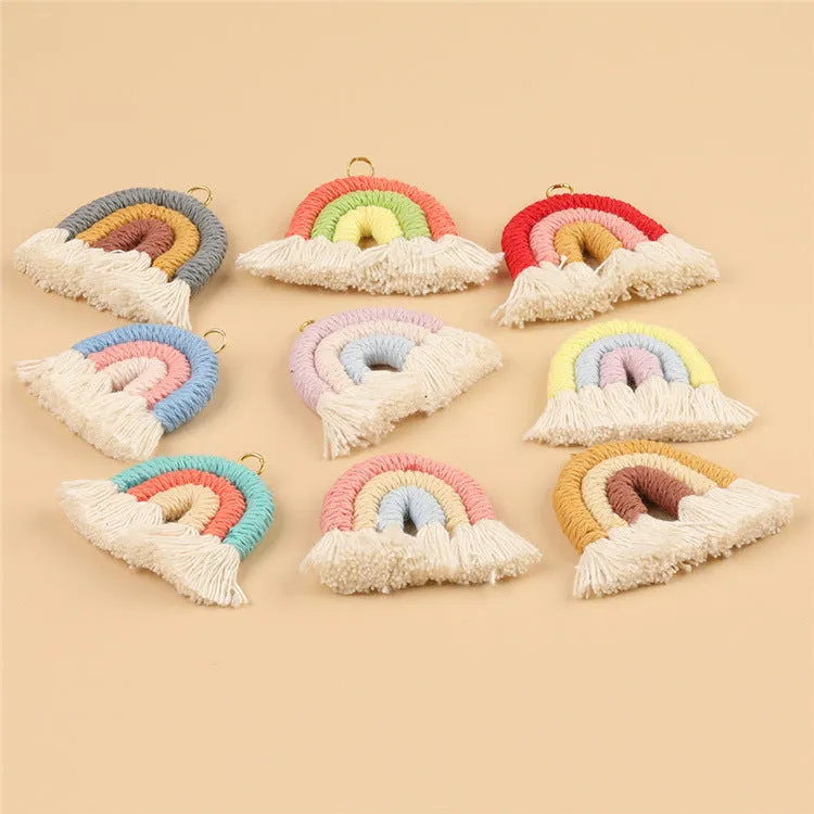 Wholesale Cotton Handwoven Tassel Rainbow Keychain Accessories