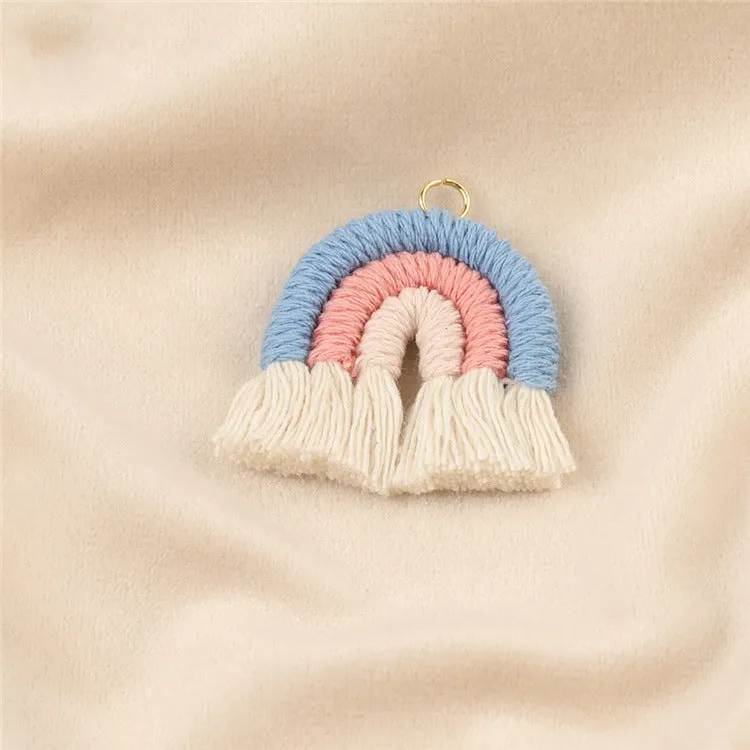 Wholesale Cotton Handwoven Tassel Rainbow Keychain Accessories