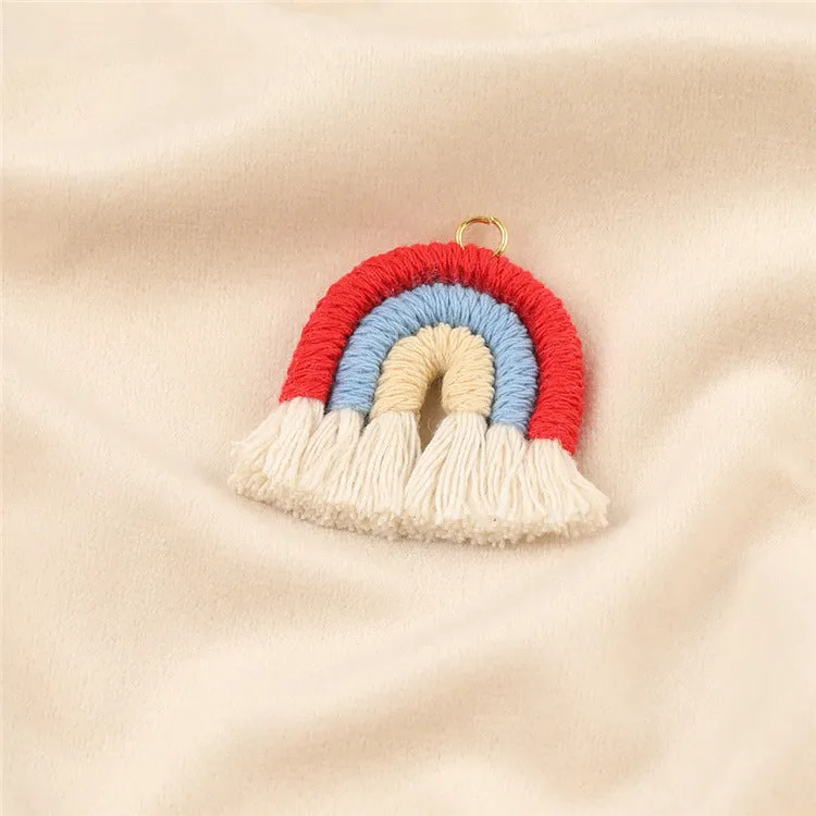 Wholesale Cotton Handwoven Tassel Rainbow Keychain Accessories