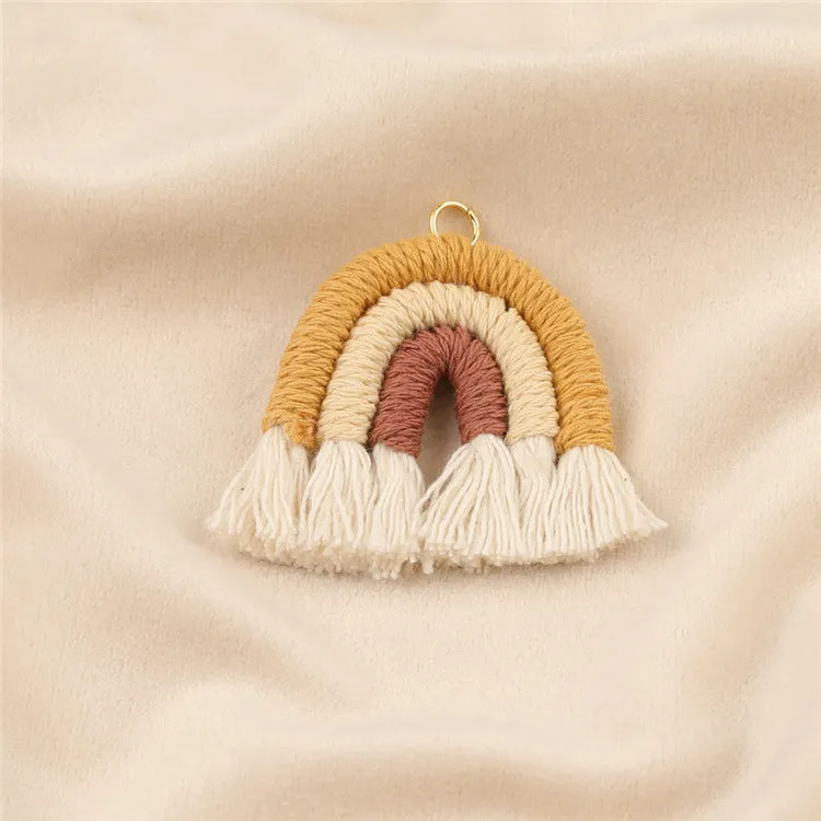 Wholesale Cotton Handwoven Tassel Rainbow Keychain Accessories