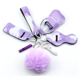 Wholesale Diving Fabric Hair Ball Outdoor Whistle 7pcs Keychain Set