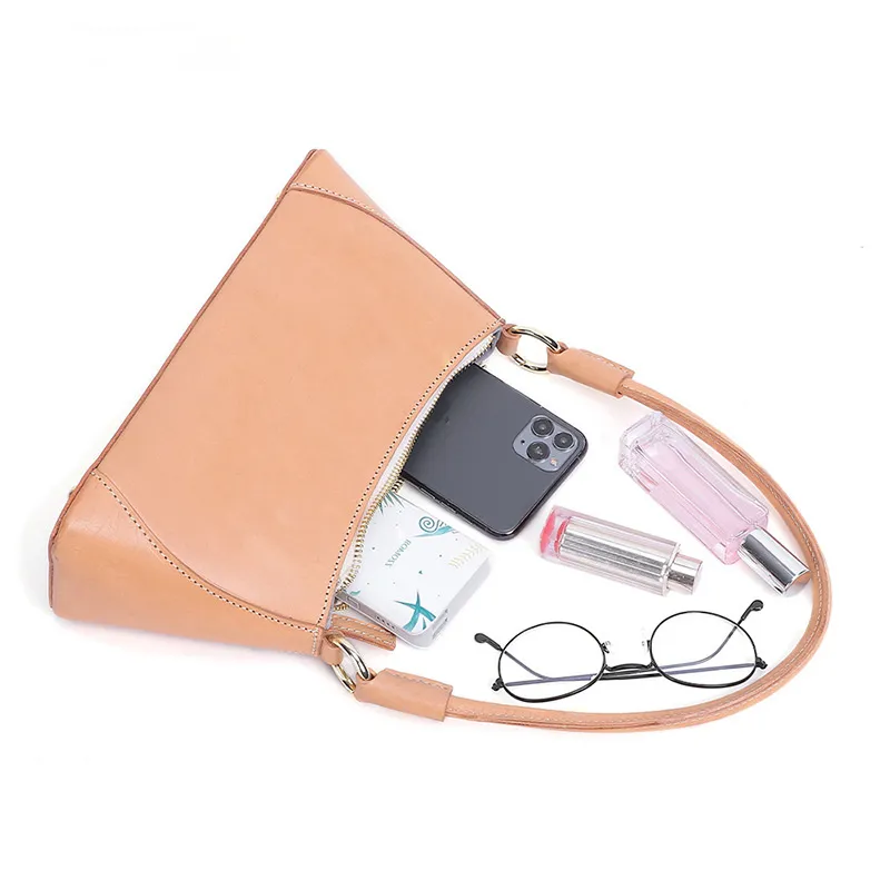 Women Handmade Leather Baguette Handbag W8755