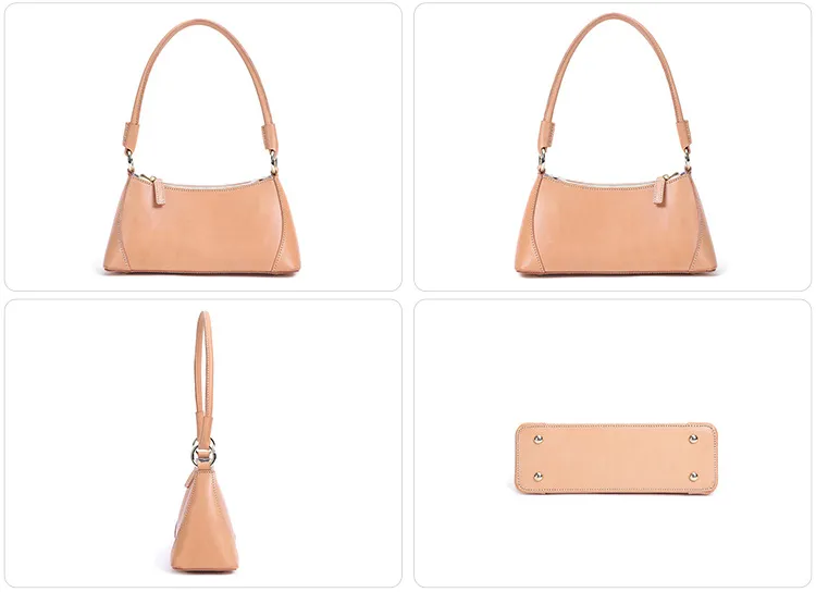 Women Handmade Leather Baguette Handbag W8755