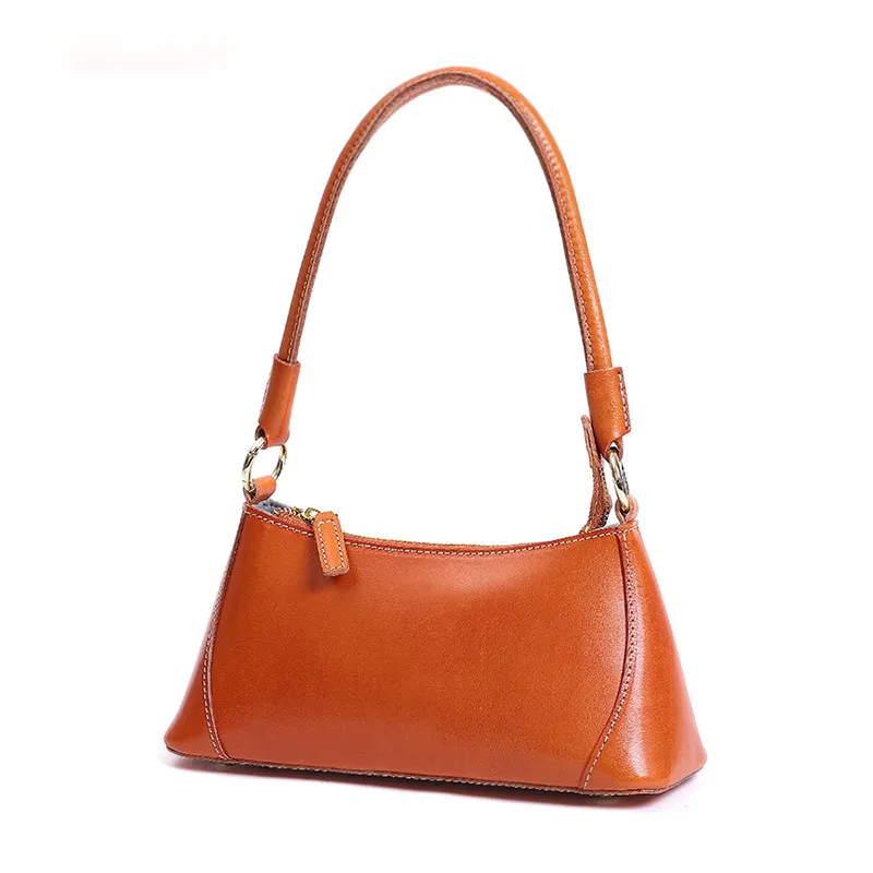 Women Handmade Leather Baguette Handbag W8755