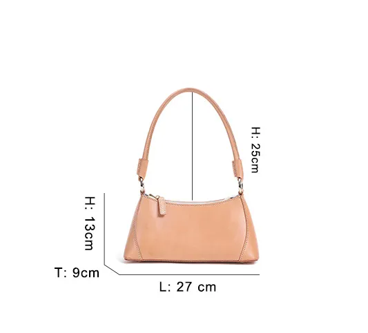 Women Handmade Leather Baguette Handbag W8755