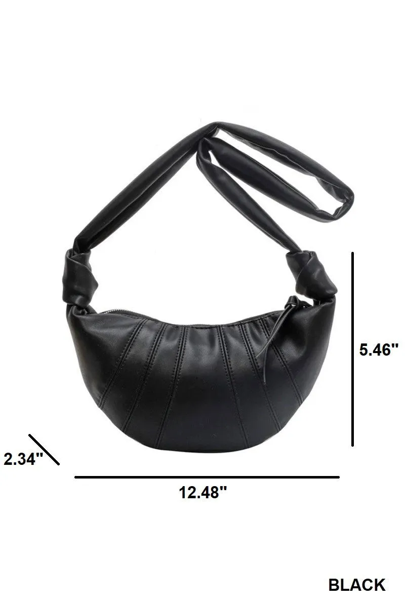 Zenana Upper East Side Black Faux Leather Half Moon Bag