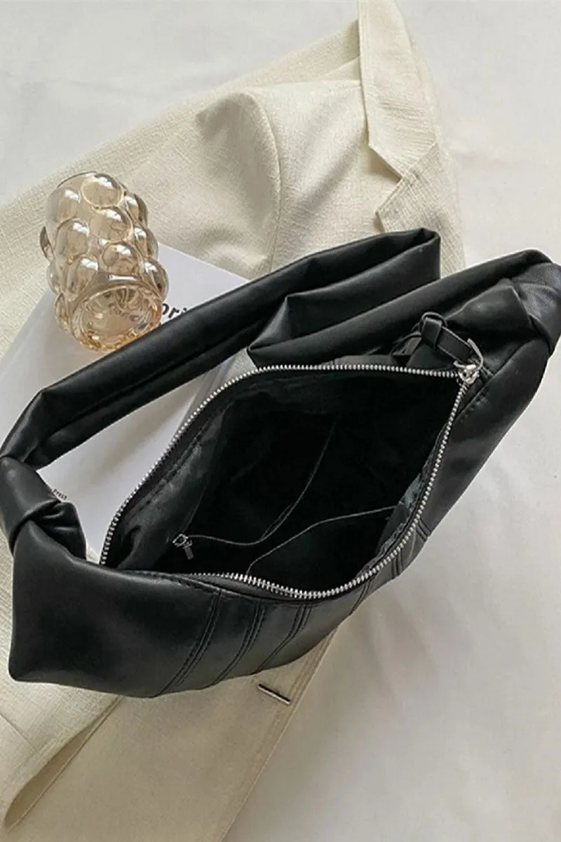 Zenana Upper East Side Black Faux Leather Half Moon Bag