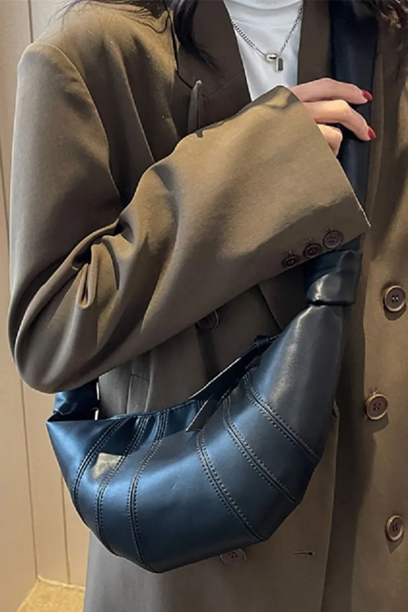 Zenana Upper East Side Black Faux Leather Half Moon Bag