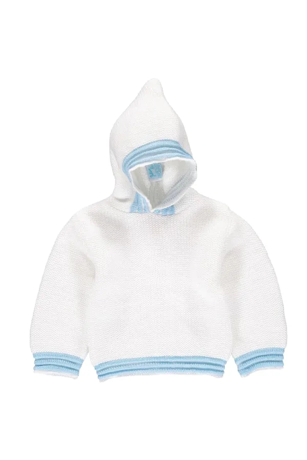 Zip Back Hoodie - Blue Trim